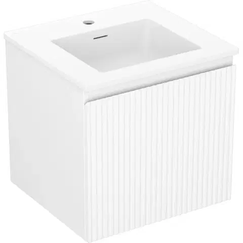 Kúpeľňový nábytok MEXEN/S - Rivel kúpeľňová skrinka 50 cm s umývadlom Otis, 1 šuplík, reliéf, biela mat 91A20-05047-1-BF01-W18M01