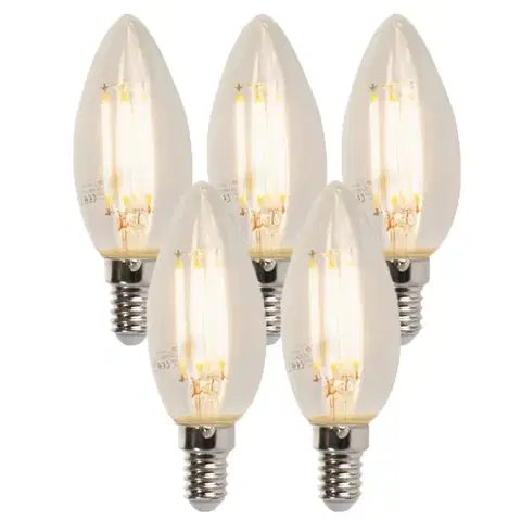 LED osvetlenie Sada 5 stmievateľných LED sviečkových žiaroviek E14 B35 5W 380lm 2700K