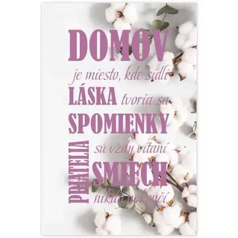 Obrazy s textom Obraz s rámom na stenu - bavlnik vo fialovej