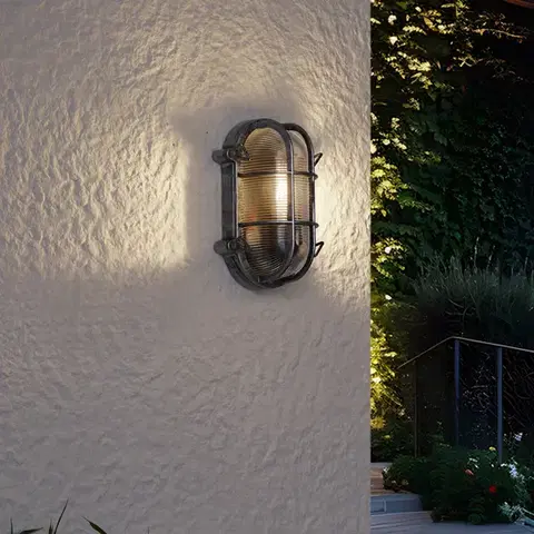 Vonkajšie nástenné svietidlá Vonkajšia nástenná lampa strieborná oválna IP44 - Noutica