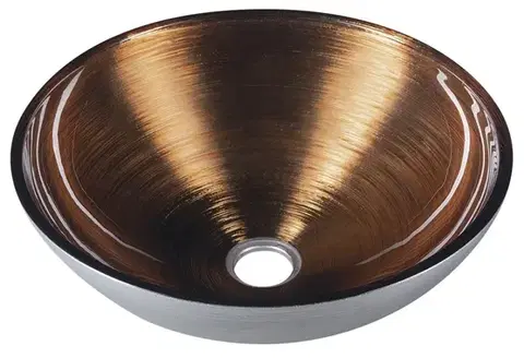 Umývadlá SAPHO - MURANO WENGE sklenené umývadlo na dosku, priemer 40cm, strieborná/meď AL5318-66