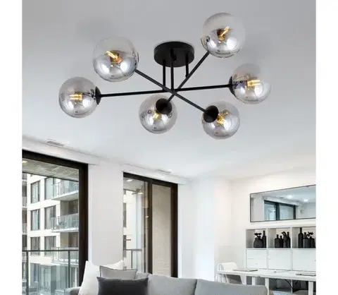Svietidlá EMIBIG Prisadený luster ROMA 6xE14/10W/230V čierna/dymová 1245/6