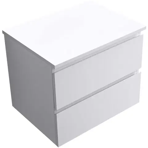 Kúpeľňový nábytok CERANO - Kúpeľňová skrinka Carole + doska pod umývadlo Navira Slim - 18 mm - biela matná - 60x49,8x46 CER-476291