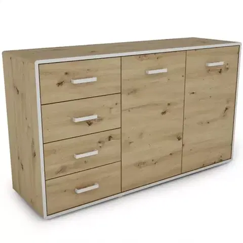 Komody do spálne Komoda Capannoli 148 4s 2d dub artisan/biela