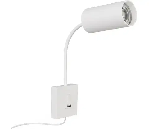 Svietidlá  08296L - Nástenné svietidlo s USB PUNTO 1xGU10/9W/230V biele 08296L