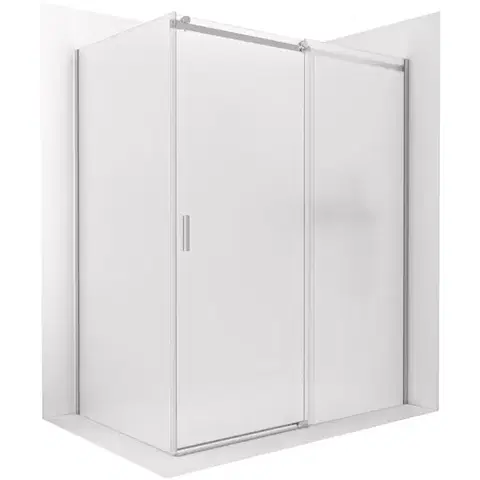 Sprchovacie kúty CERANO - Sprchovací kút Santoro - pravá - 6 mm - chróm, mliečne sklo - 120x80 - posuvný CER-665830