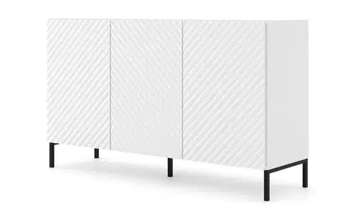 Komody ArtBm Komoda SURF 150 | 3D Prevedenie: Biela mat / čierne nohy
