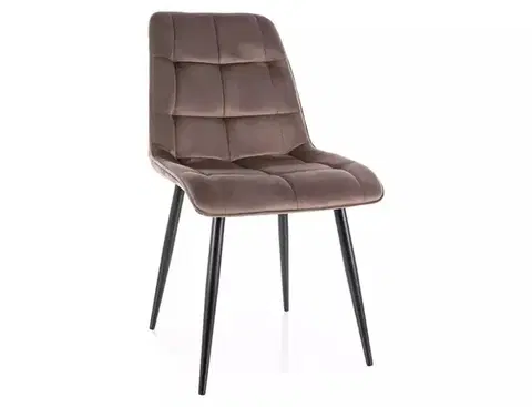 Kuchynské a jedálenské stoličky Signal Jedálenská stolička CHIC VELVET | čierny mat nohy Farba: cappuccino BLUVEL 38