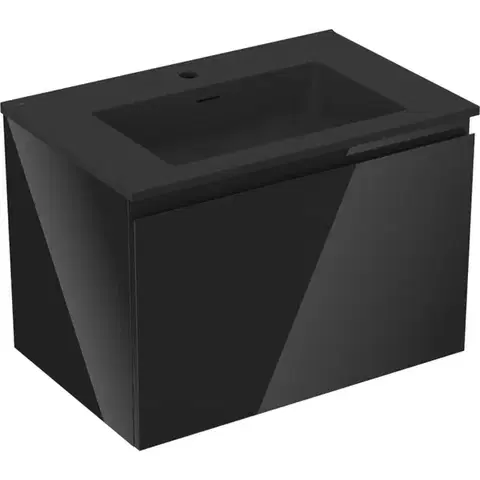 Kúpeľňový nábytok MEXEN/S - Orio kúpeľňová skrinka 70 cm s umývadlom Otis, 1 šuplík, čierna lesk/čierna mat 91A10-07047-1-BF70-W18M71