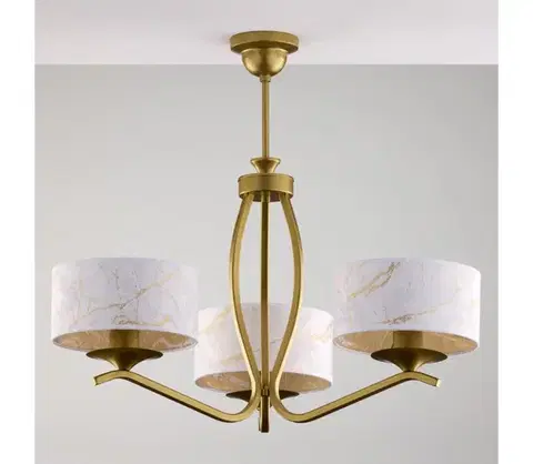 Svietidlá Jupiter 2109 - Luster na tyči KASZMIR 3xE27/15W/230V biela/zlatá/mramorový dekor 2109