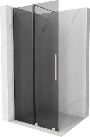 Sprchové dvere MEXEN/S - Velar Sprchová zástena posuvná Walk-in 80 x 200, grafit 8 mm, nikel kefovaná 871-080-000-43-97