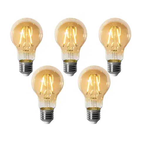 LED osvetlenie Sada 5 stmievateľných LED žiaroviek E27 A60 zlatá 3W 310 lm 2200K