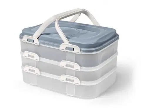 Dózy na potraviny Kinekus Dóza na potraviny / box, plast, 40x30x24cm PIKNIK 3 poschodová, s úchytmi, SKVELER
