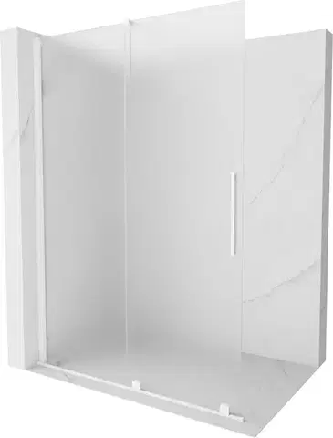 Sprchové dvere MEXEN/S - Velar Sprchová zástena posuvná Walk-in 130 x 200, dekor 8 mm, biela 871-130-000-33-20