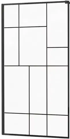 Sprchovacie kúty MEXEN - KIOTO walk-in 120x200 cm 8mm čierne vzor-2 samostatné sklo 800-120-000-00-78