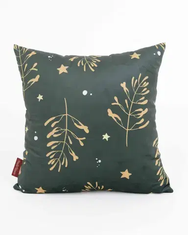 Dekoračné obliečky MKLozkoviny.sk Vianočná obliečka na vankúš Velvet 40 x 40 cm - Imelo tmavo zelené-  -