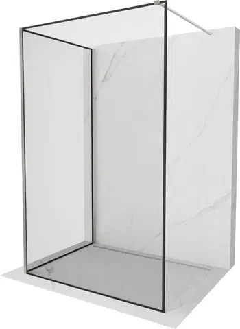 Sprchové dvere MEXEN/S - Kioto Sprchová zástena WALK-IN 120 x 70, čierny vzor, nikel kefovaná 800-120-212-97-70-070