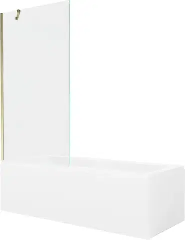 Sprchové dvere MEXEN/S - Cubik obdĺžniková vaňa 160 x 70 cm s panelom + vaňová zástena 90, transparent, zlatá 550316070X9509000050