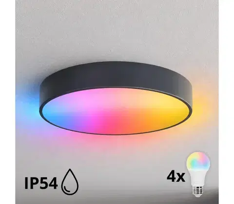 Svietidlá BRILAGI - LED RGBW Kúpeľňové stropné svietidlo CLARE 4xE27/12W/230V priemer 50 cm antracit IP54 BG5224+4xAI0579