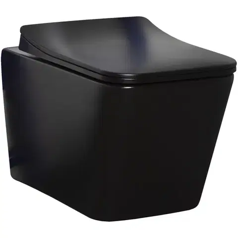 Záchody KERRA - Miska WC závesná Tinos BLM so sedadlom (čierny mat) 5907548115263
