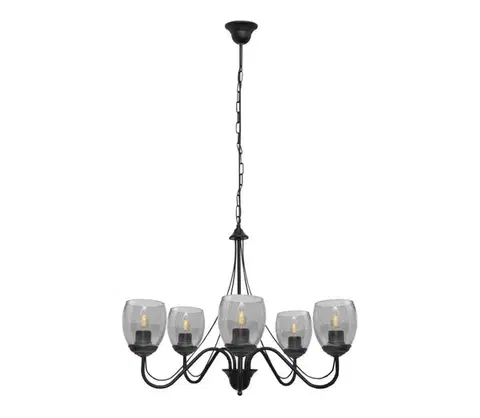Svietidlá  Luster na reťazi ALLENA 5xE27/15W/230V W-2961/5 BK+SM