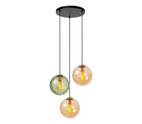 Svietidlá Lucide 45493/03/33 - Luster na lanku MONSARAZ 3xE27/40W/230V zelená/béžová 45493/03/33