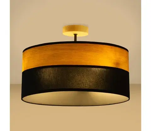 Svietidlá  Prisadený luster ALBA 3xE27/15W/230V pr. 40 cm čierna/hnedá P-4015/3 DS+WOOD+BK
