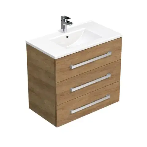 Kúpeľňový nábytok Kúpeľňová skrinka s umývadlom SAT Cube Way 80x76,5x46 cm dub Hickory CUBE46803DHMOD CUBE46803DHMOD