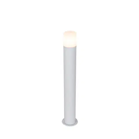Zahradne stlpove lampy Stojanové vonkajšie svietidlo biele s opálovým tienidlom 70 cm - Odense