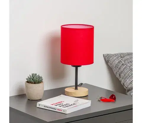 Lampy BRILAGI - Stolná lampa NUBILA WOOD 1xE27/25W/230V dub/červená BG1567+BG1578