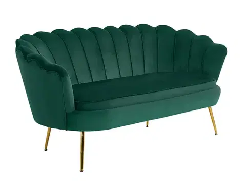Pohovky a gauče KONDELA Noblin pohovka zelená (Velvet) / zlatá