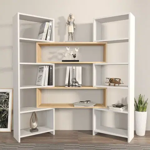 Knižnice Knižnica Poyraz - White, Oak