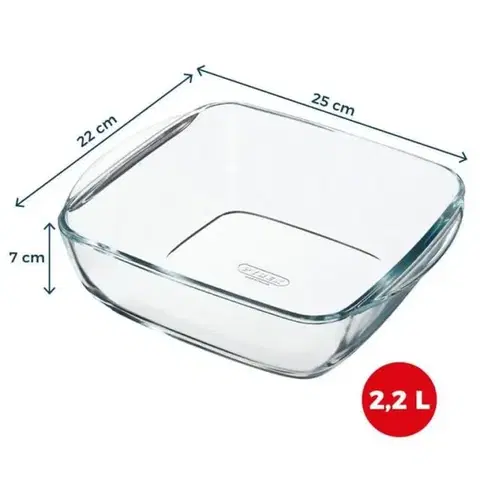 Pekáče a zapekacie misy PYREX Misa sklenená štvorcová 2,2L do teplovzdušnej fritézy 25x22x7cm PYREX