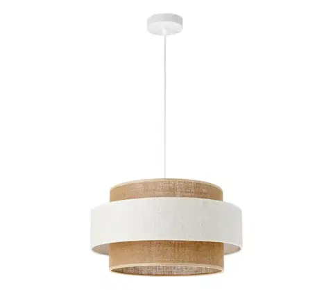Svietidlá  Závesné svietidlo BOHO na lanku 1xE27/60W/230V priemer 40 cm krémová/juta H0162