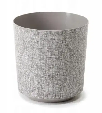 Kvetináče a truhlíky Kinekus Kvetináč plastový priemer 290 mm, GAMA, textil, taupe sivohnedý, výška 315 mm