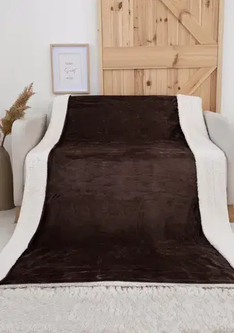 Deky MKLozkoviny.sk Baránková deka mikroplyš Exclusive 150 × 200 cm – Laura tmavo hnedá