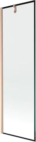 Sprchové dvere MEXEN/S - Next vaňová zástena FIX 60 x 150, čierna vzor, meď kartáčovaná 895-060-000-00-70-65
