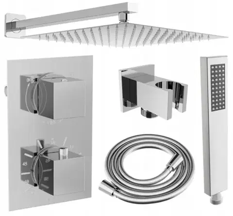 Kúpeľňové batérie MEXEN/S MEXEN/S - Cube DR02 podomietkový sprchový SET + slim sprcha 30, chróm 77502DR0230-00