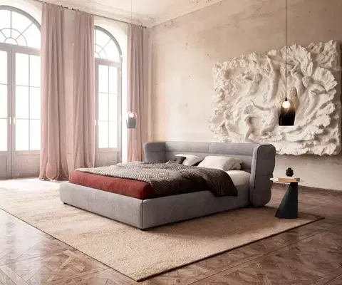 Čalúnené postele DELIFE Čalúnená posteľ Simea 180x200 cm mikrovlákno sivá