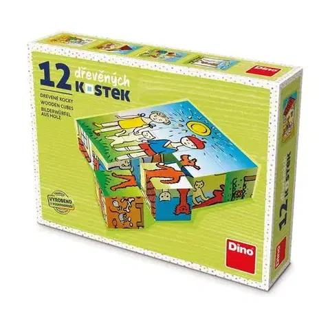 Obrázkové kocky Dino Toys Drevené kocky Psíček a mačička 12 Dino