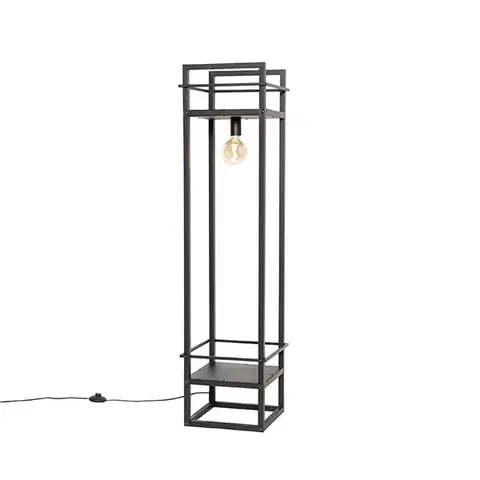 Stojace lampy Priemyselná stojaca lampa čierna - Cage Rack
