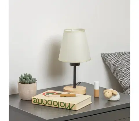Lampy Brilagi - Stolná lampa NUBILA WOOD 1xE27/25W/230V dub/krémová BG1567+BG1572