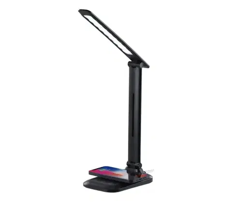 Lampy  09106L - LED stmievateľná stolná lampa s bezdrôtovým nabíjaním QI LUMI LED/7W/230V čierna 09106L