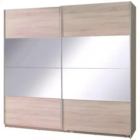Šatníkové skrine Skriňa Twister 2 dub sonoma/zrkadlo 225 cm