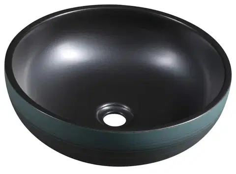 Umývadlá SAPHO - PRIORI keramické umývadlo na dosku, priemer 41cm, čierna/zelená PI039