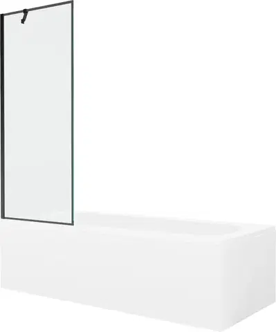 Sprchové dvere MEXEN/S - Vega obdĺžniková vaňa 180 x 80 cm s panelom + vaňová zástena 70, čierna vzor 550118080X9507007070