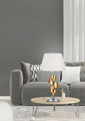 Stolové lampy Stolová lampa chróm/zlatá kancelárska biela tienidlo Denis
