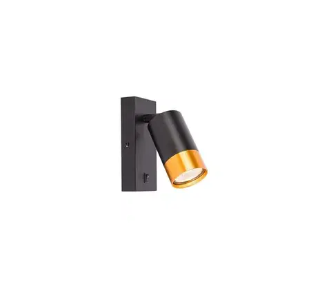 Svietidlá  Nástenné bodové svietidlo 1xGU10/35W/230V čierna/zlatá BEDROOM LIGHT BLACK-GOLD