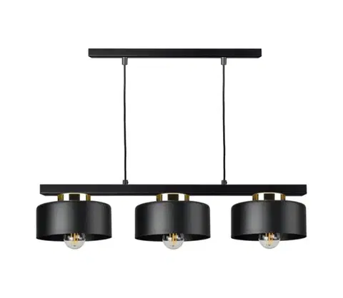 Svietidlá Keter Lighting Závesný luster na lanku IGNIA 3xE27/60W/230V čierna/zlatá 3397