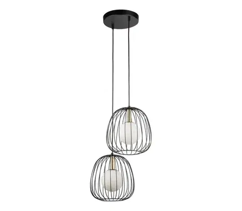 Svietidlá  Luster na lanku BELL 2xG9/12W/230V čierna/zlatá 40728